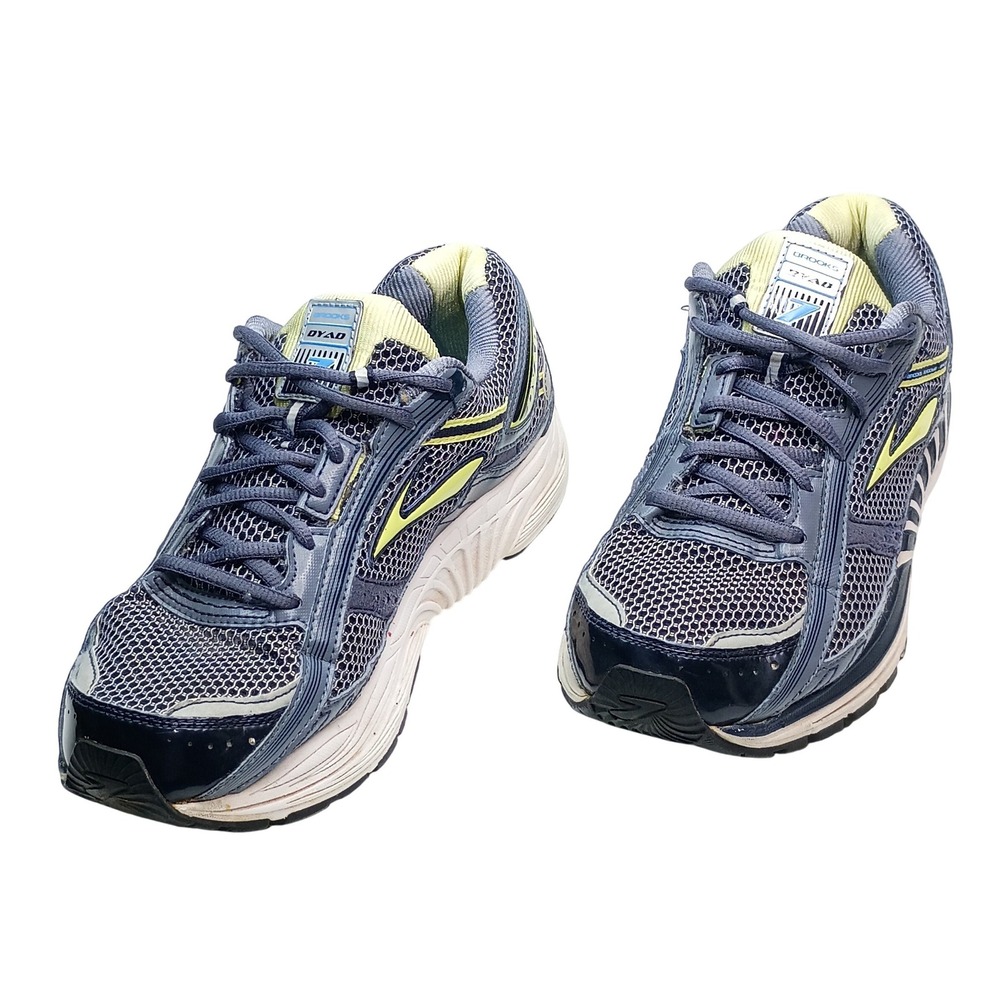 Brooks Dyad 7 Womens Size 10 Running Shoes Blue Gray Lime Green Low Top Sneakers